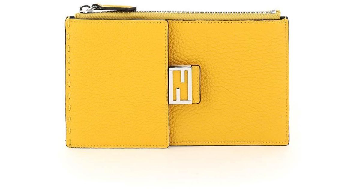 Fendi Leather Flat Baguette Phone Holder in Yellow for Men | Lyst