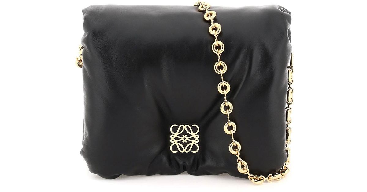 Loewe - Puffer Goya Padded Leather Down Shoulder Bag - Black - One Size - Net A Porter