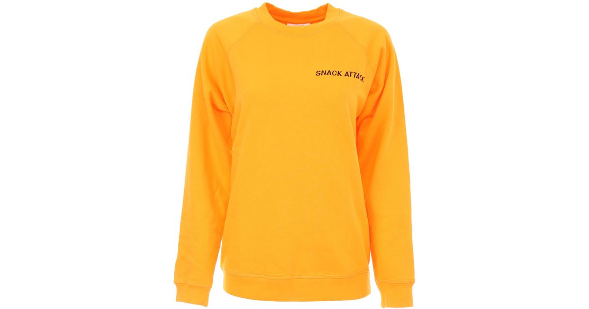 Ganni Cotton Snack Attack Sweatshirt in Yellow & Orange (Orange) | Lyst