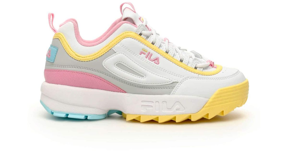 Fila Disruptor Cb Low Sneakers in White,Pink,Yellow (Pink) - Lyst