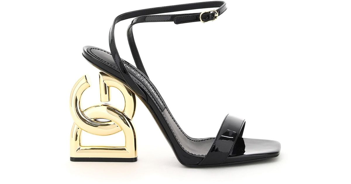 Dolce & Gabbana Leather Dolce & Gabbana Dg Pop Heel Sandals in Nero (Black) - Save 22% - Lyst