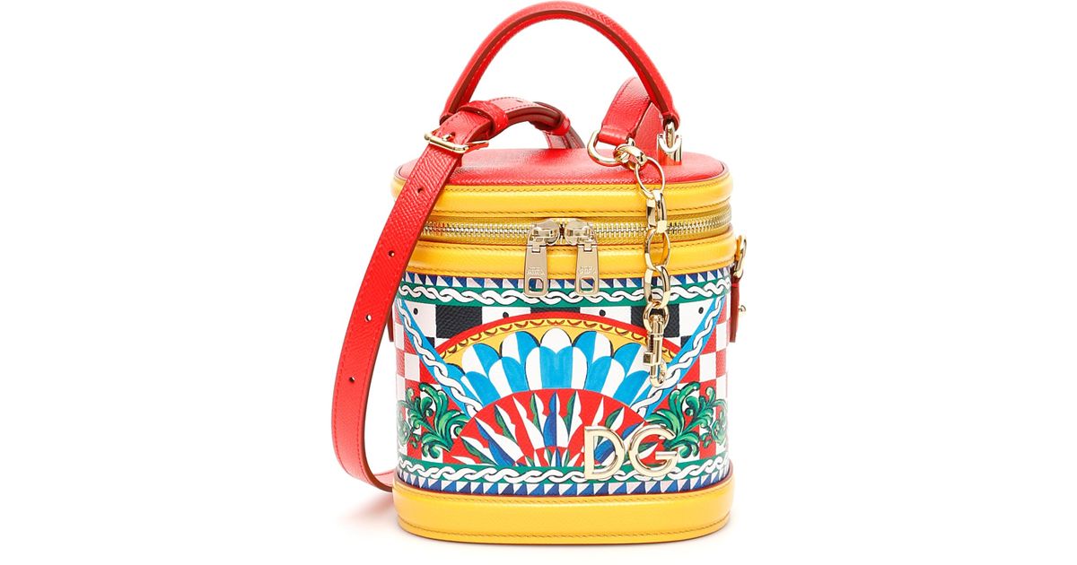 Dolce & Gabbana Leather Carretto Dg Girls Bucket Bag in Red,Yellow 