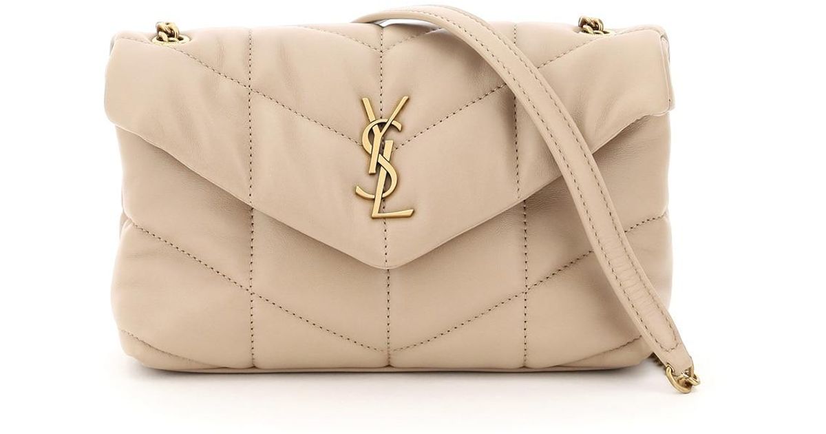 Saint Laurent Loulou Puffer Mini Bag Os Leather in Beige (Natural) | Lyst