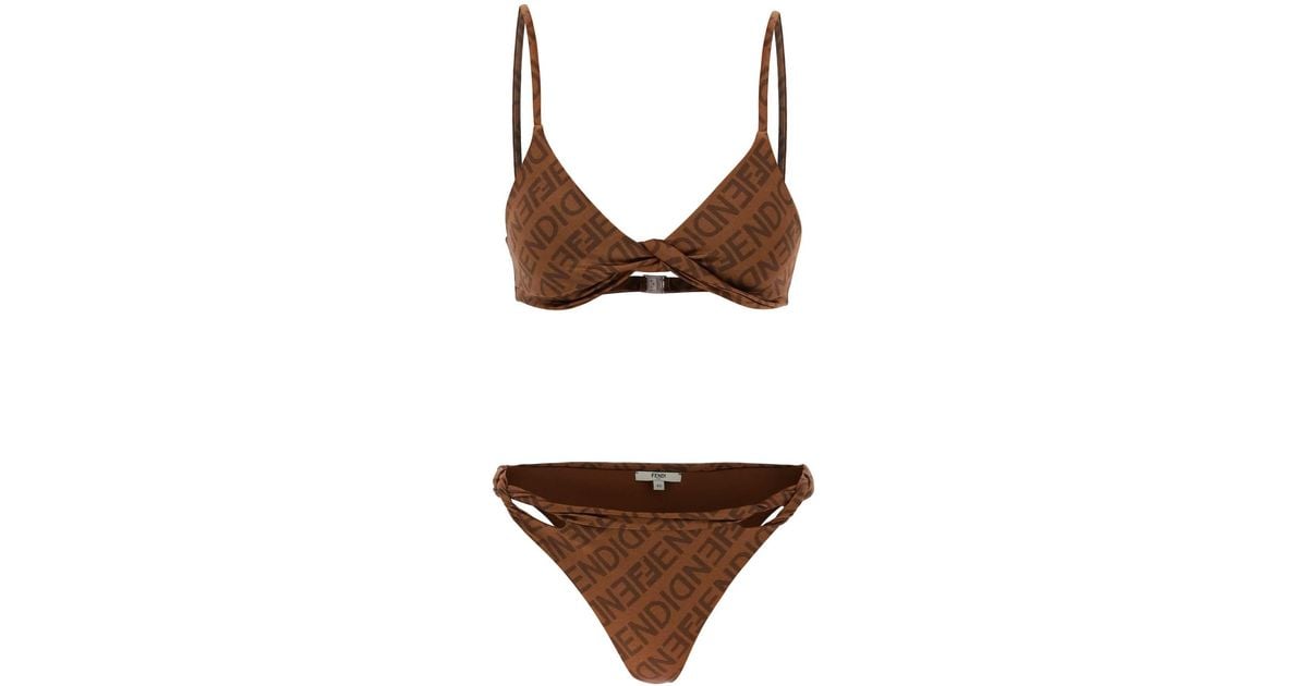 Fendi Lycra® Bikini Set in Brown | Lyst