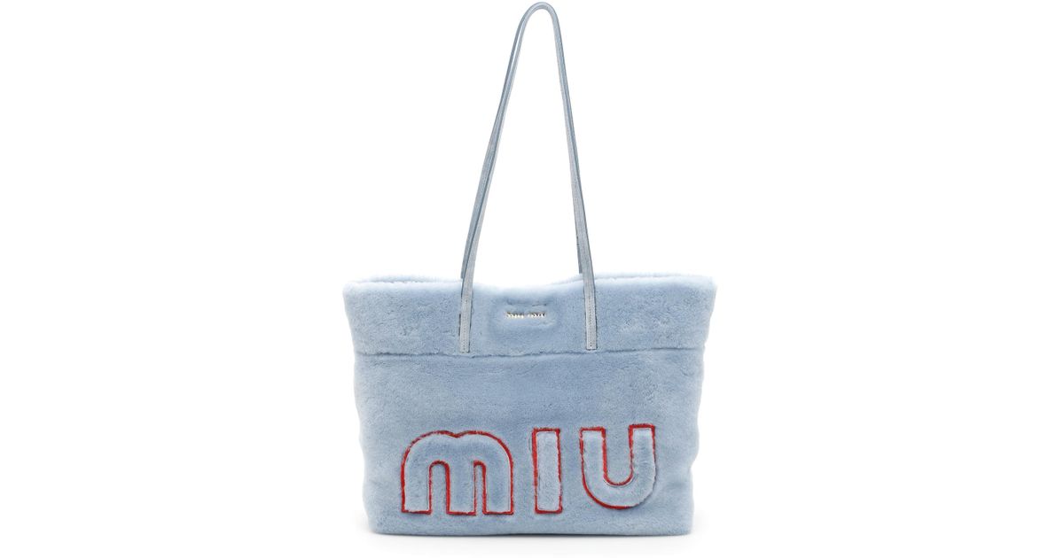 Miu Miu Montone Letter Tote Bag in Blue