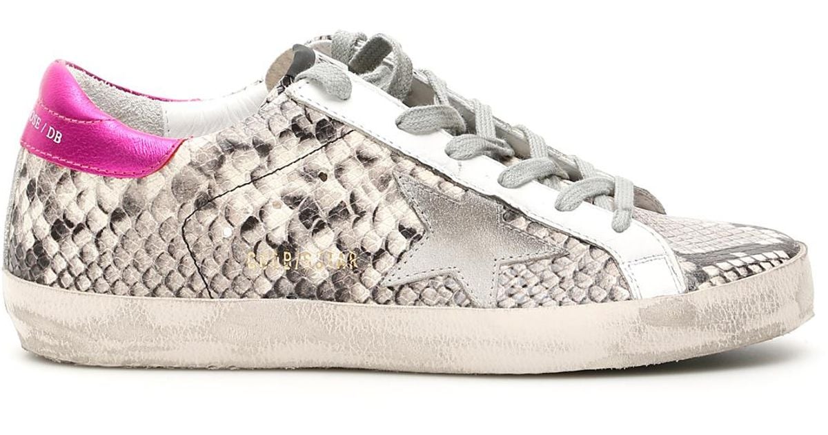 Golden Goose Python Print Superstar Sneakers in Gray | Lyst