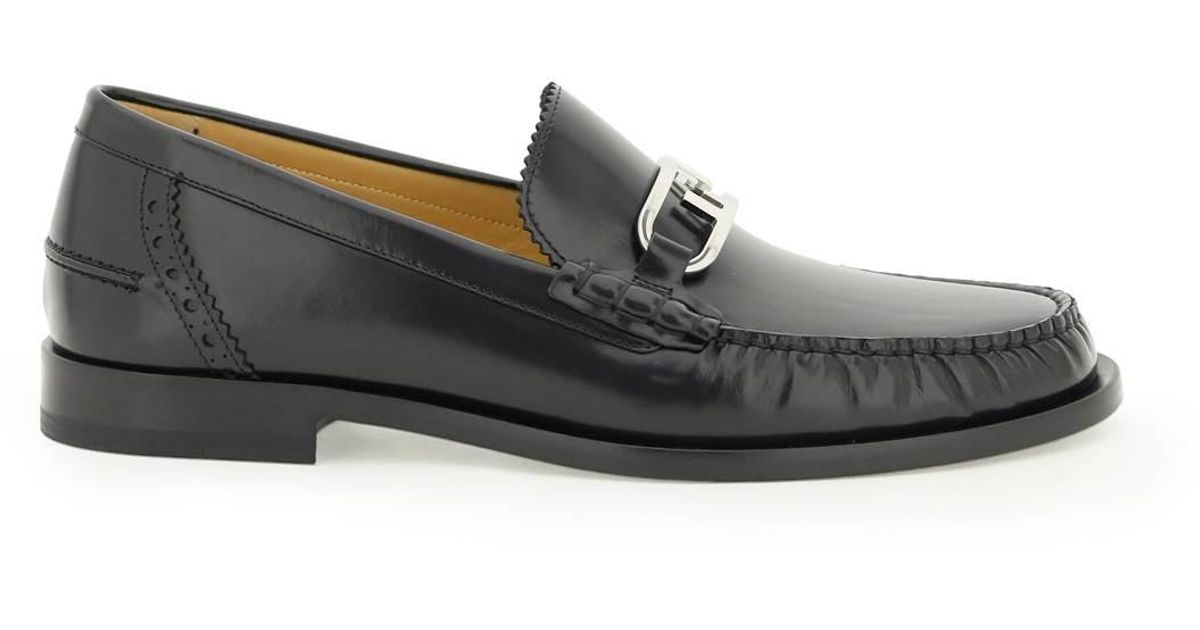 Fendi O'lock Loafers in Black for Men | Lyst