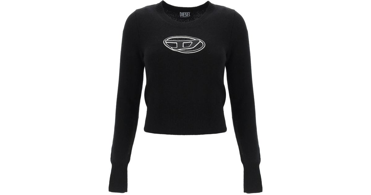 DIESEL Wool And Cashmere Sweater With Cut-out Logo in Black | Lyst