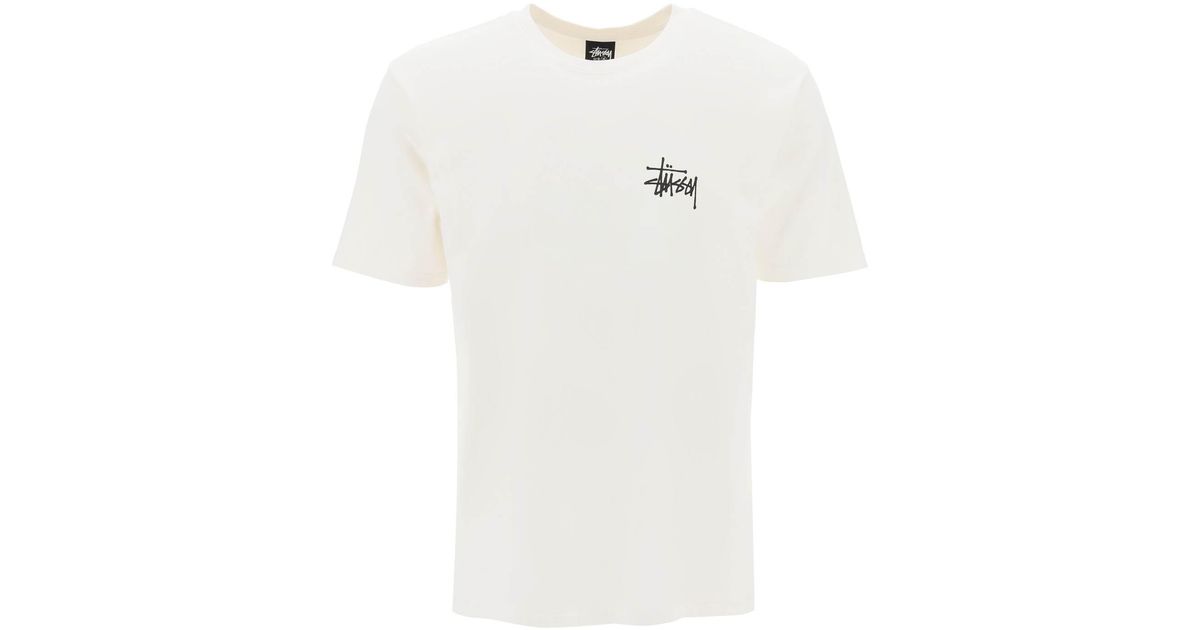Stussy Crew-neck T-shirt With Logo Print in White for Men | Lyst