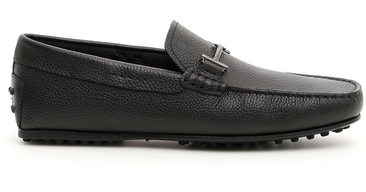 Tod's Leather Double T Gommino Loafers in Black for Men - Lyst