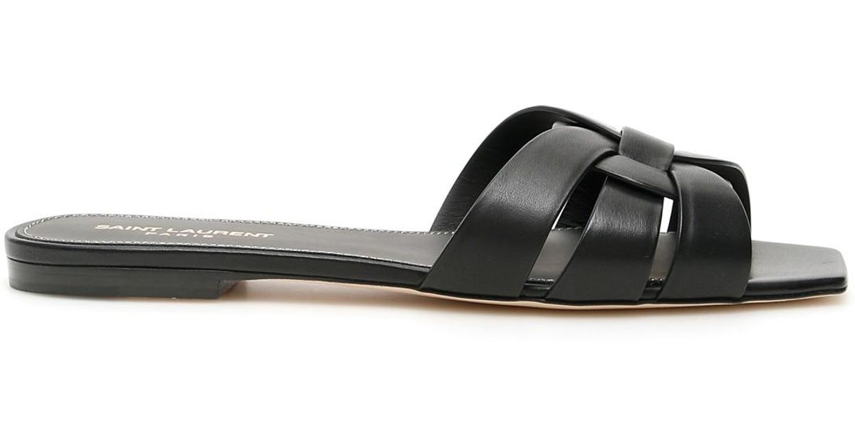 saint laurent women's nu pieds leather slide sandals