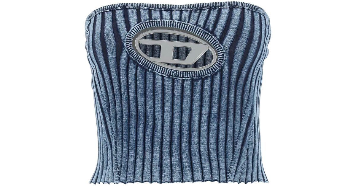 DIESEL Logo Cutout Top in Blue Lyst