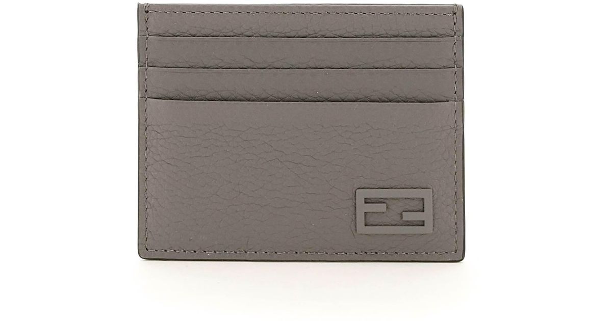 Fendi Cuoio Romano Leather Card Holder in Grey (Gray) for Men | Lyst