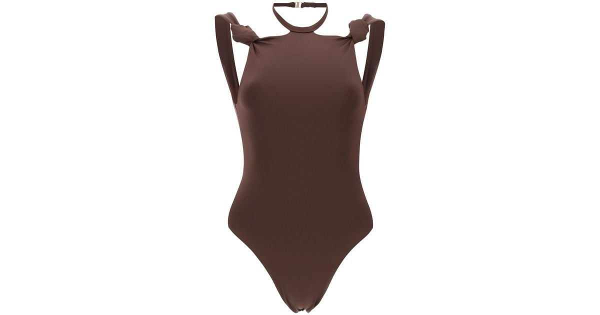 The Attico One-piece Swimsuit With Knots in Brown | Lyst
