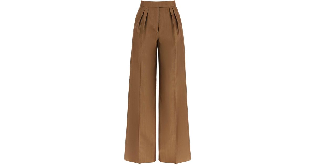Max Mara 'lisetta' Wool And Silk Palazzo Trousers in Brown | Lyst
