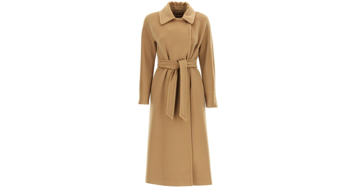 Max Mara Studio Cielo Long Coat 44 Wool in Brown | Lyst