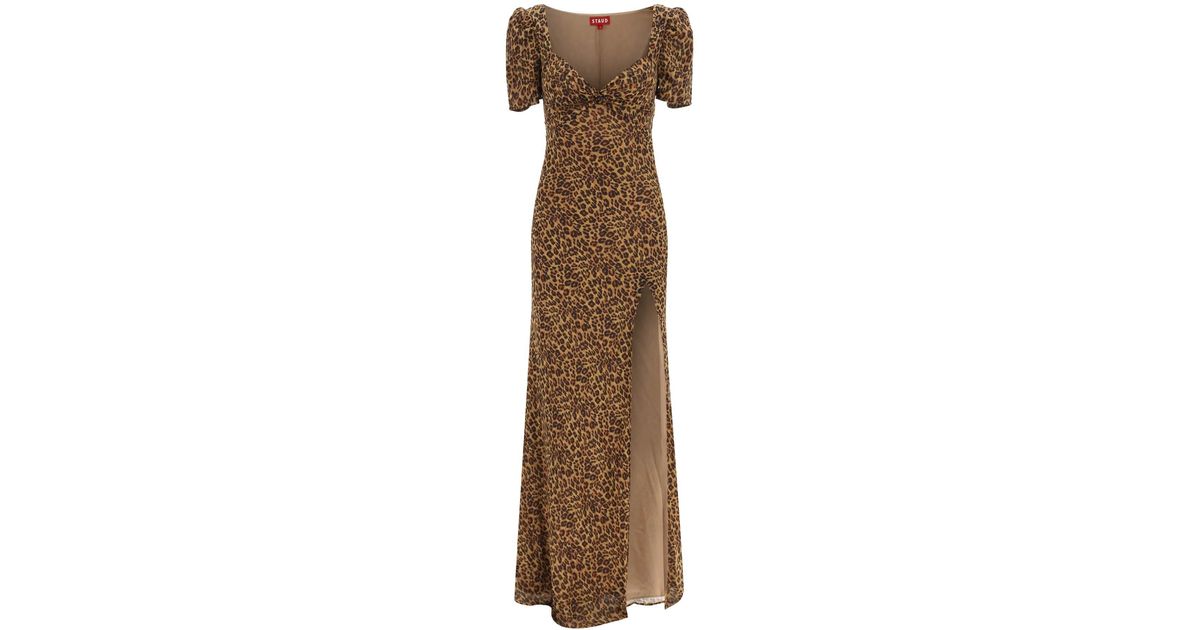 STAUD 'lea' Leopard Print Long Dress in Natural | Lyst