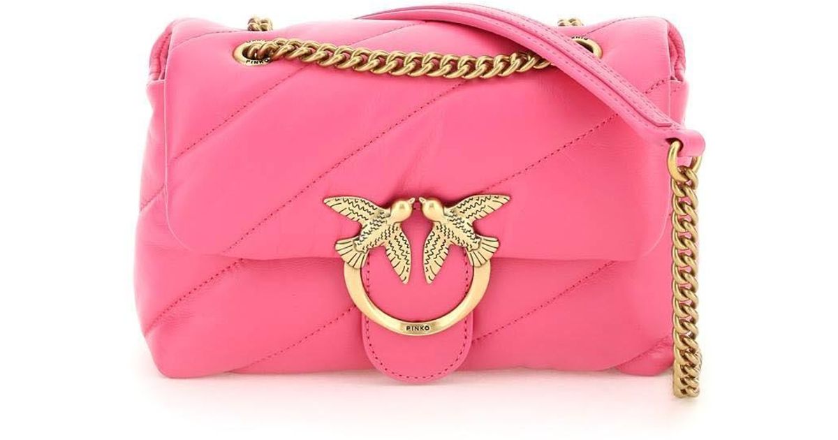 Pinko Leather Love Mini Puff Maxi Quilt Bag in Fuchsia (Pink) | Lyst Canada