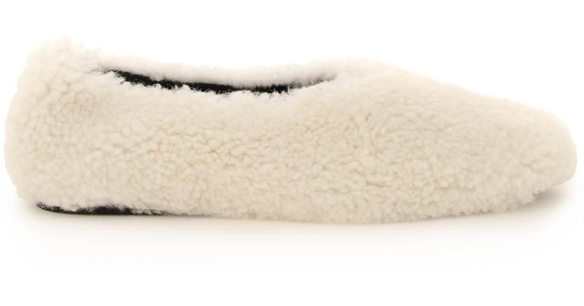 Fur Deluxe Shearling Ballet Flats in Natural | Lyst