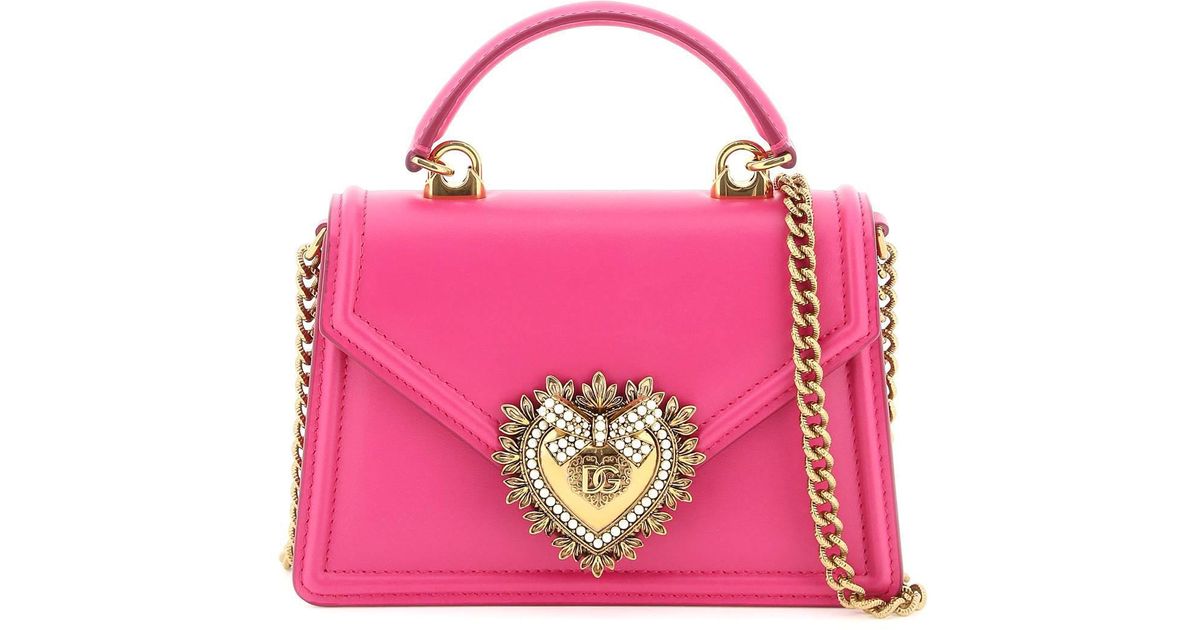 Dolce & Gabbana Devotion Embellished Small Tote Bag in Pink