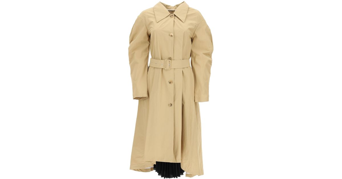 AWAKE MODE Women's Natural Trench Coat With Pleated Insert