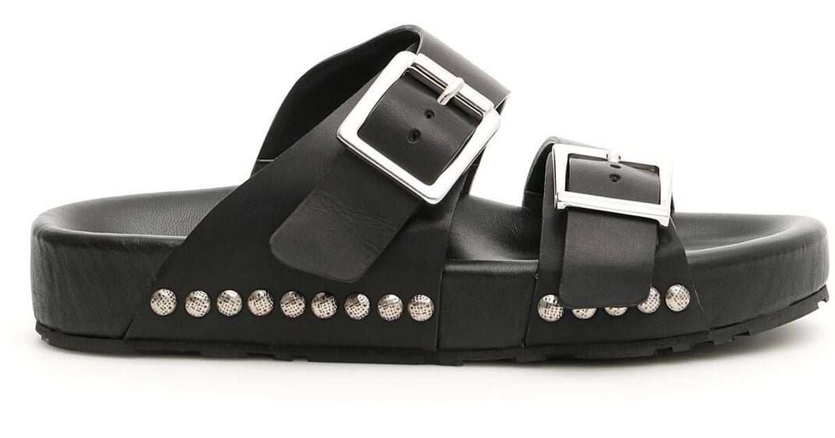 Alexander McQueen Hammered Stud Buckled Leather Slide Sandals in Black for Men - Save 70% - Lyst