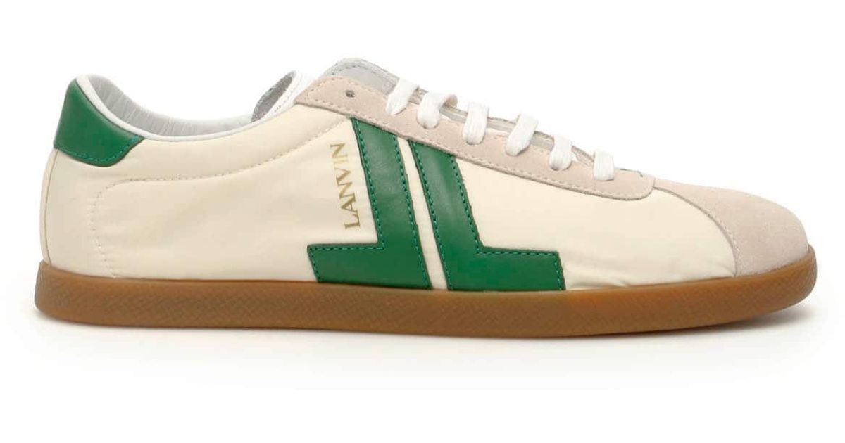 Lanvin Jl Leather Sneakers in White,Green (Green) Lyst
