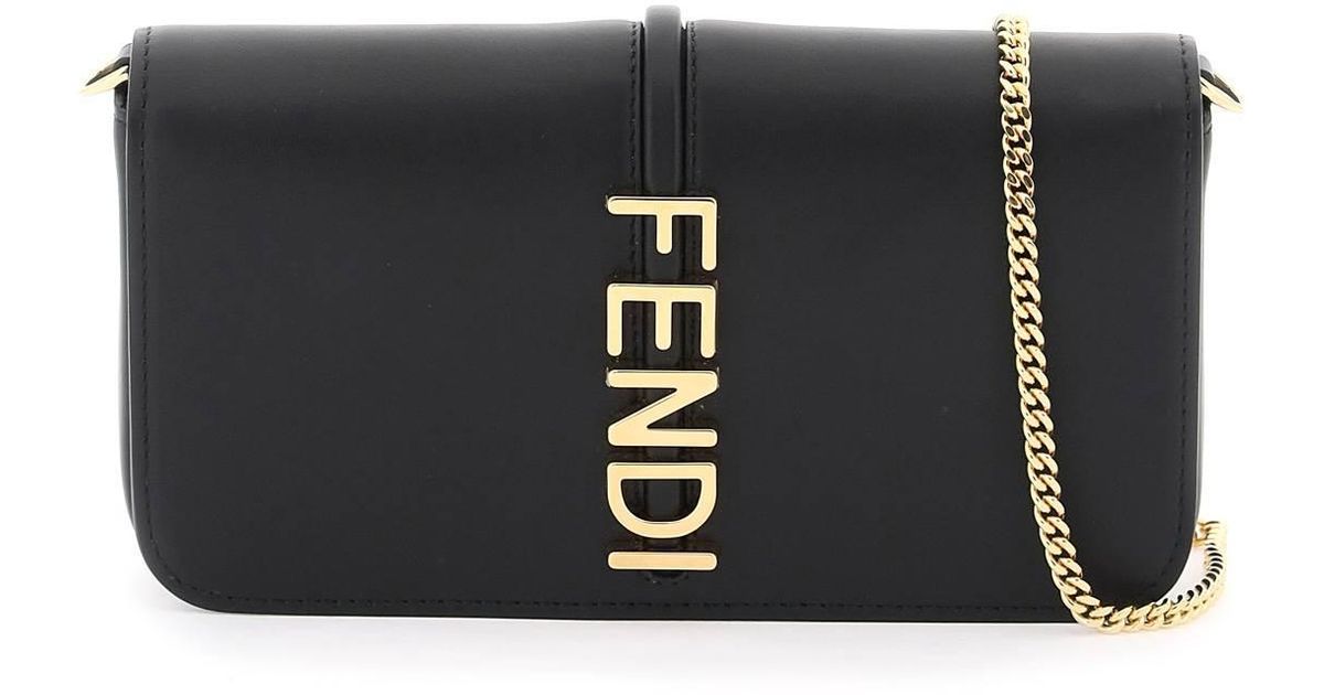 Fendi Graphy Mini Shoulder Bag With in Black | Lyst