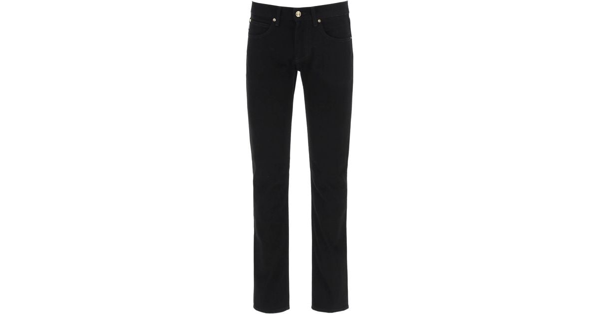 Versace Denim Slim Fit Jeans With Medusa Embroidery in Black for Men | Lyst
