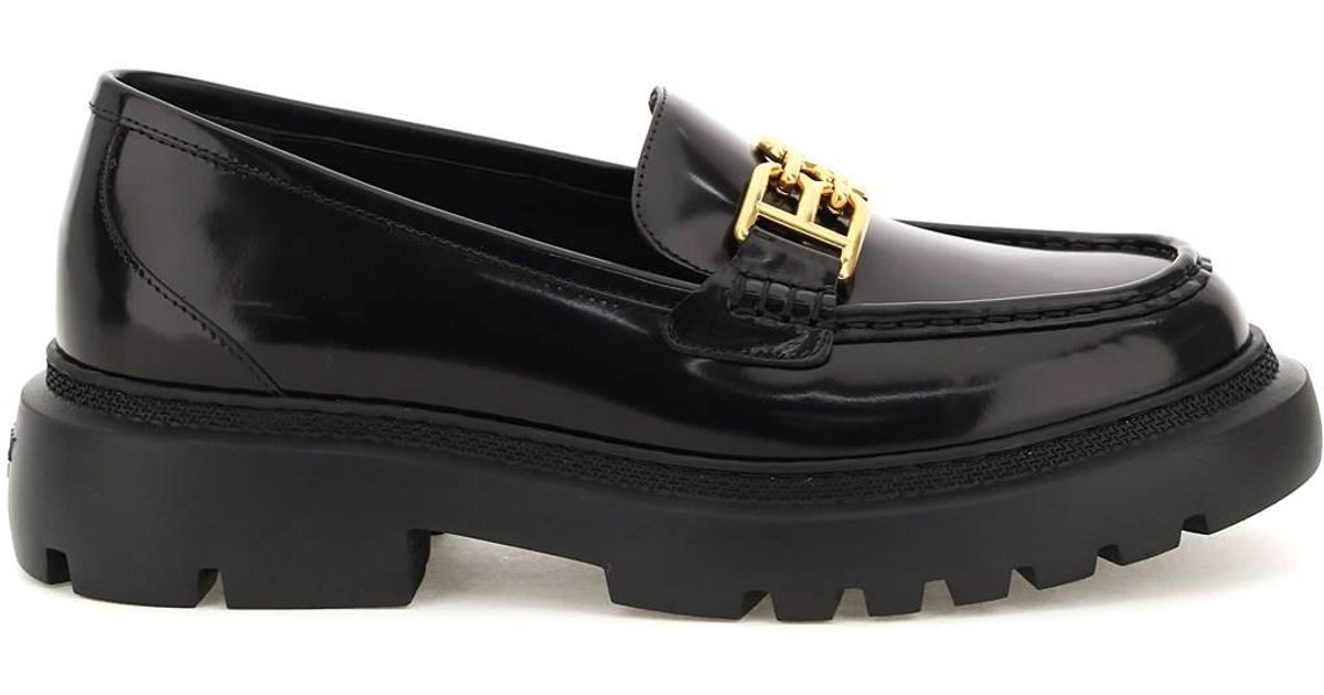 Bally Leather Gioia Flat Moccassins in Black | Lyst