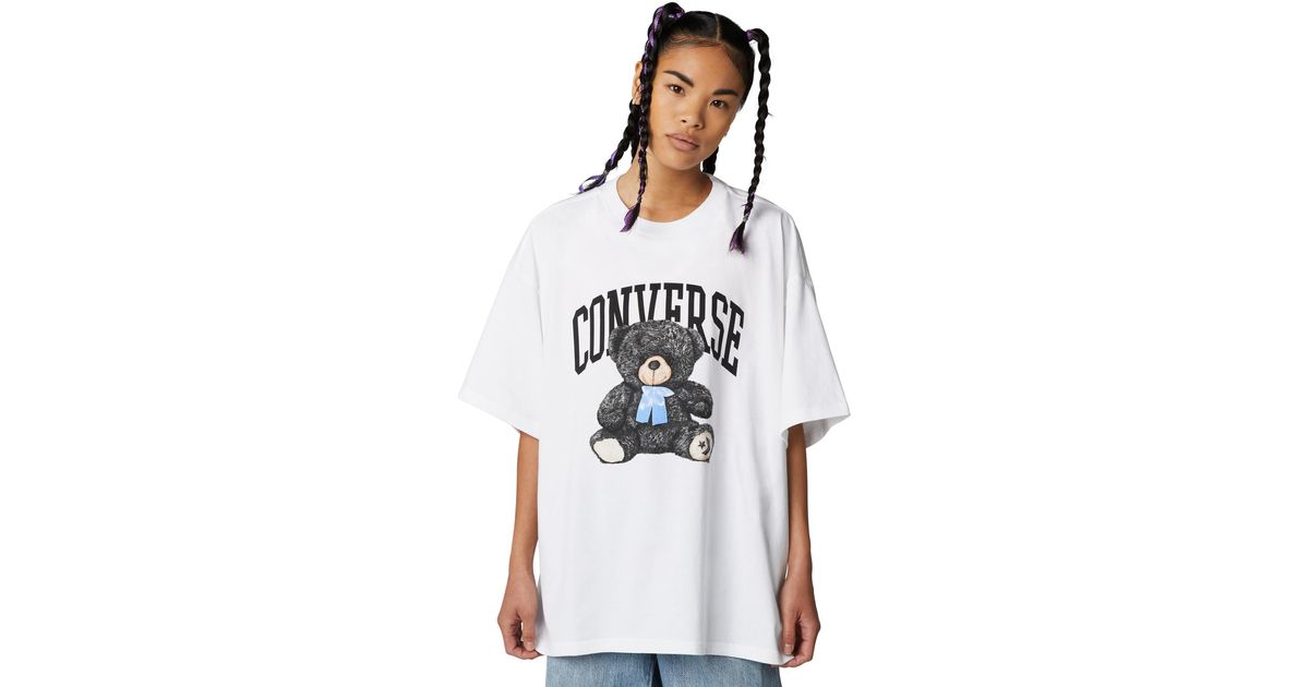 Converse Oversized Teddy Bear Tshirt in White Lyst
