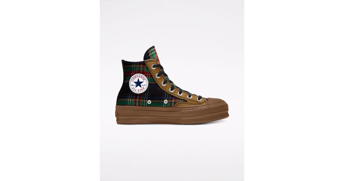 Converse Custom Hacked Plaid Platform Chuck Taylor All Star By You in Blue  | Lyst