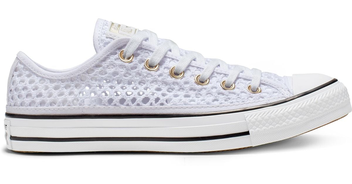 Converse Chuck Taylor All Star Crochet Low Top in White | Lyst