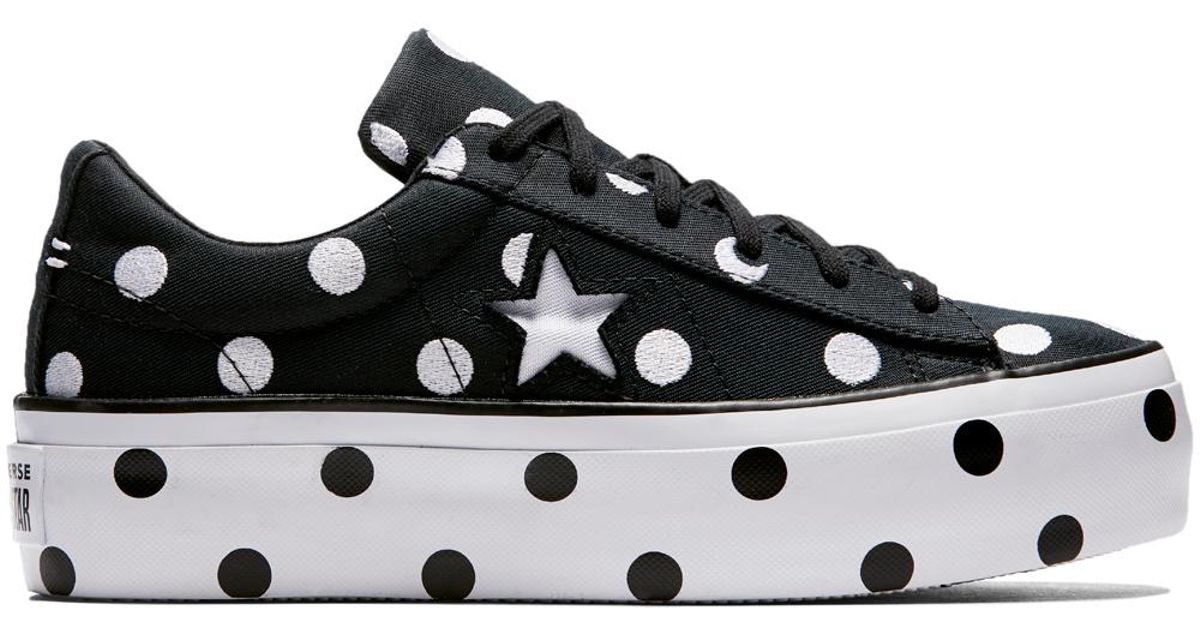 one star platform embroidered dots