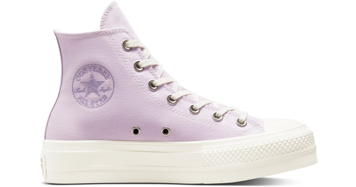 Converse Chuck Taylor All Star Lift Platform Embroidered Floral in Violet (Purple) | Lyst