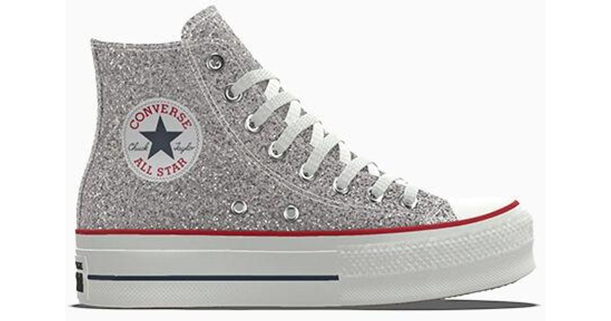 Converse Chuck taylor all star lift platform glitter high top in Grau Lyst DE