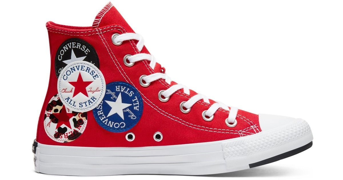Converse All Star Logo Hi in Red for Men Lyst