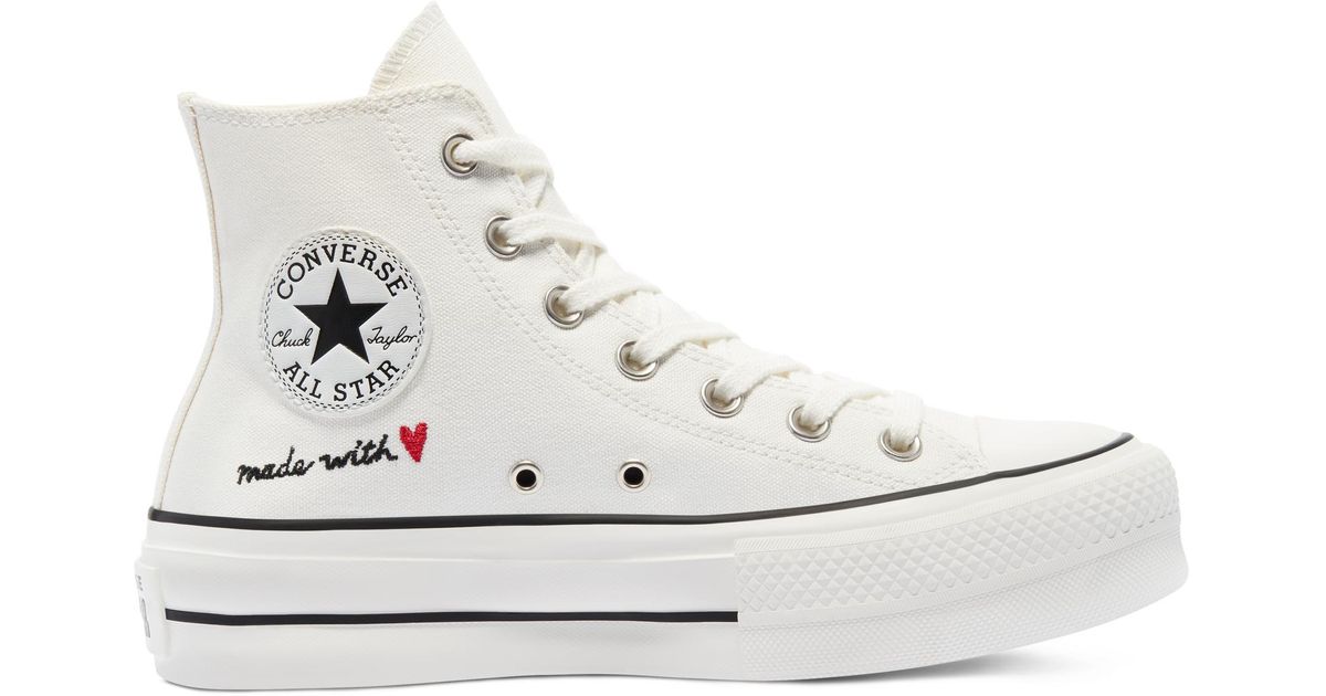 Converse Made With Love Platform Chuck Taylor All Star in White | Lyst