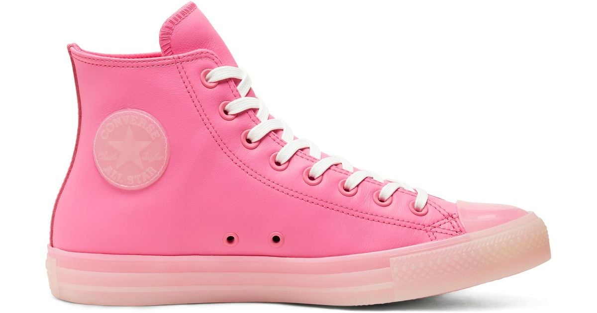 pink leather converse womens