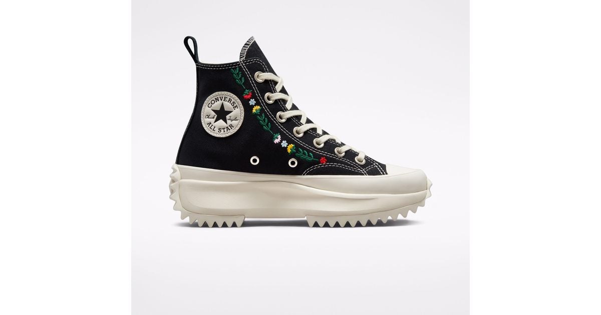 Converse Canvas Run Star Hike Platform Floral Embroidery in Black Lyst UK