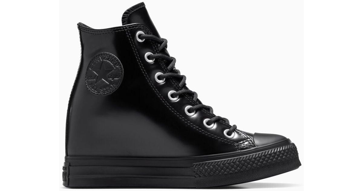Converse leather wedge sneakers sales