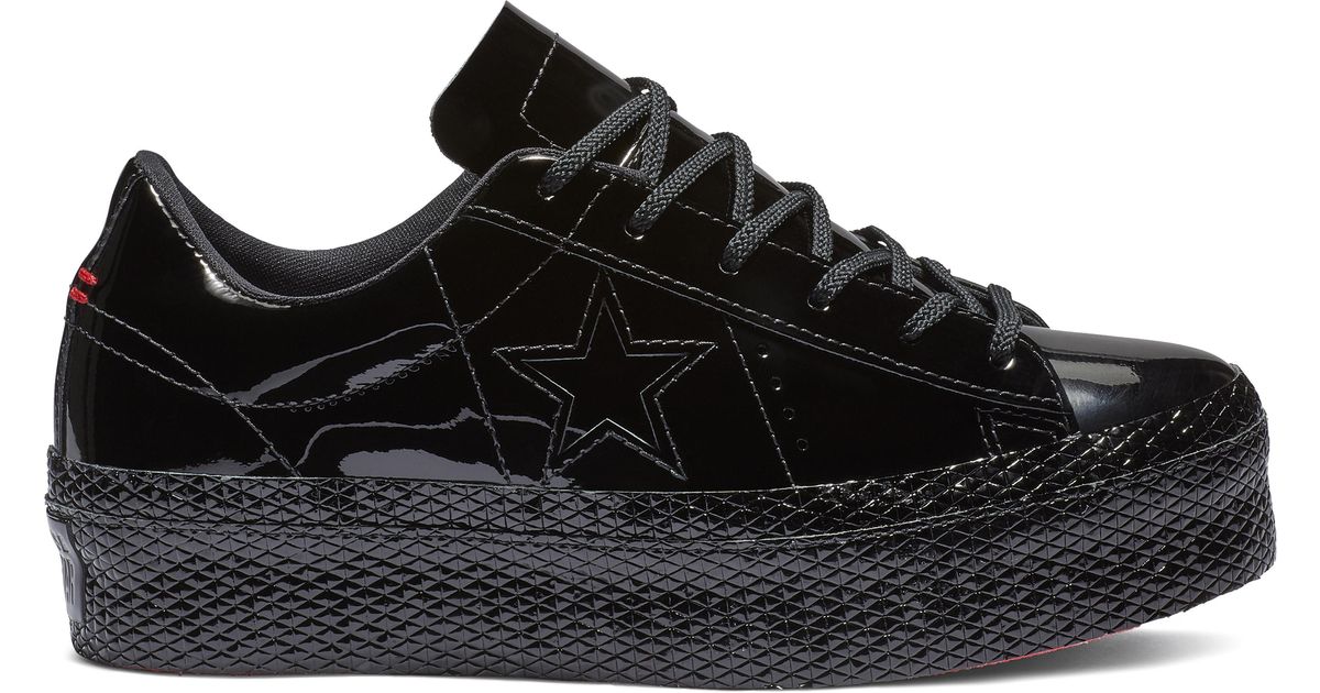 Converse One Star Platform Patent '90s Leather Low Top in Black | Lyst