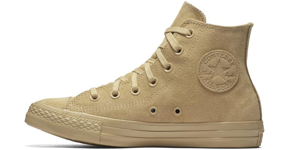 Converse Chuck Taylor All Star Mono Suede High Top Women's Shoe in Khaki  (Natural) | Lyst