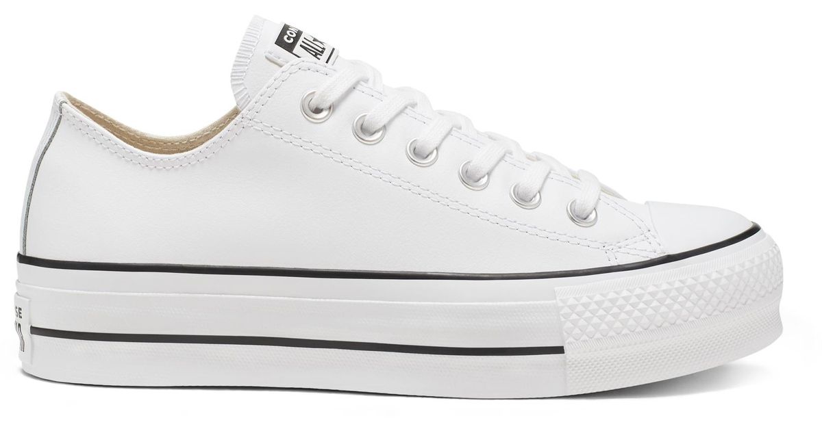 converse chuck taylor all star leather platform low sneakers in white
