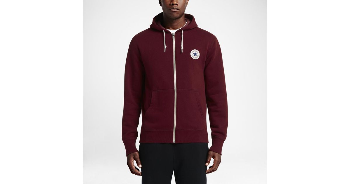 Converse Cotton All Star Patch Full-zip Men's Hoodie in Dark Red (Red) for  Men - Lyst