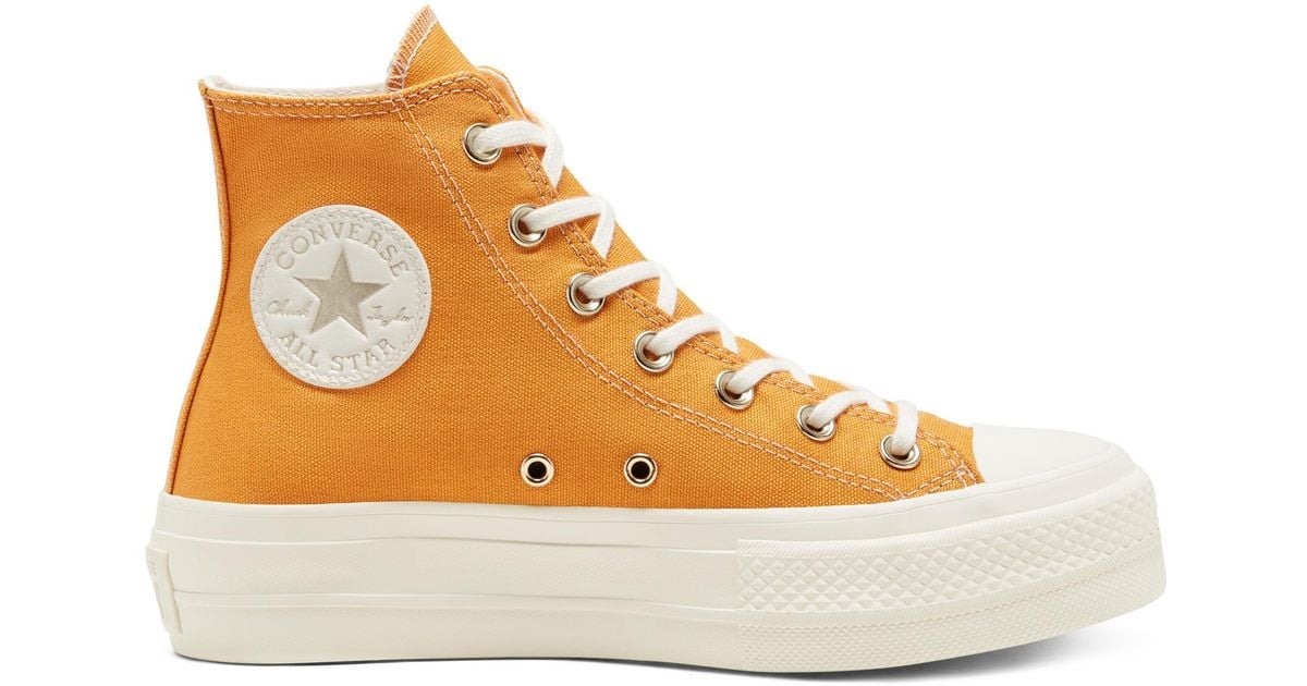 Converse Lace Elevated Gold Platform Chuck Taylor All Star in Yellow - Lyst