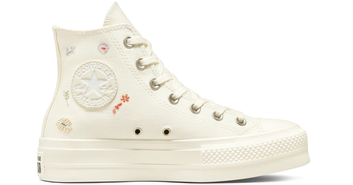 Converse Chuck Taylor All Star Lift Platform Embroidered Floral in White |  Lyst