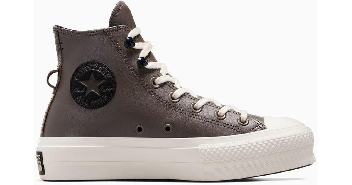 Converse Chuck Taylor All Star Lift Platform Fleece lined Leather in Black Lyst UK