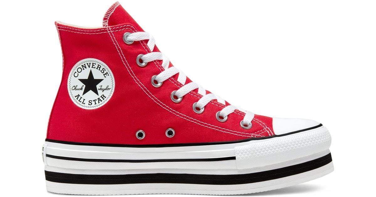 Converse Everyday Platform Chuck Taylor All Star in Red | Lyst