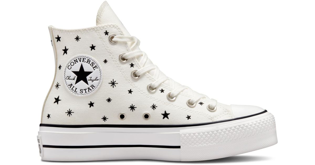 Converse Chuck Taylor All Star Lift Platform Embroidered Stars in White